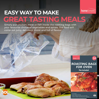 12-48 Large Roasting Bags Chicken Turkey Poultry Meat Fish Oven Cooking 25x38cm