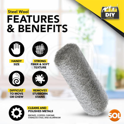 Steel Wool Pads Fine Grade | Versatile Metal Scourers | 24 Pack