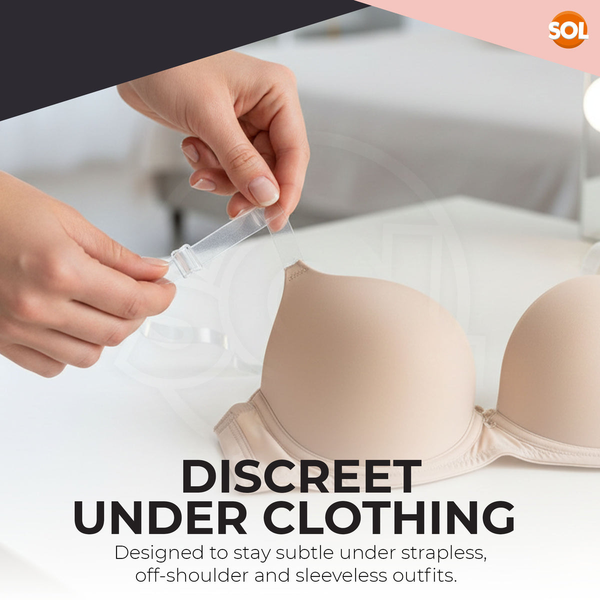 SOL 3 Pairs Clear Bra Straps - Adjustable Invisible Silicone Design