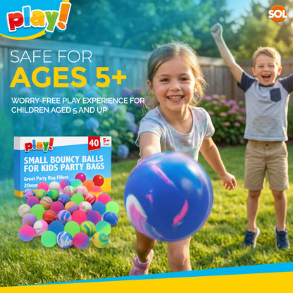 40pk Small Bouncy Balls for Kids Party Bags - 1.8cm Rubber Balls