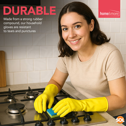 Rubber Gloves Large | Long Sleeve Household Washing Up | 4 Pairs