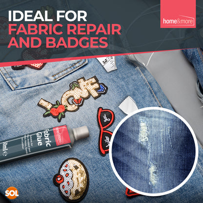 SOL 4pk x 50ml Fabric Glue Strong with Spreader & Tape Measure - Scout Badge Adhesive for Crafts, Upholstery, Material, Textile, Felt or Wool - Waterproof, Flexible, Fast Drying, Durable Bond