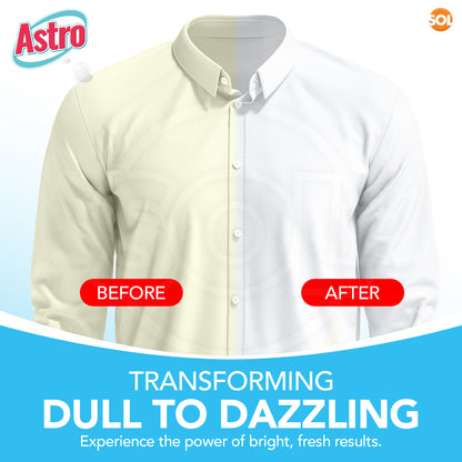 SOL 6pk Laundry Whitener for White Clothes Wash, Boosts & Revives Dull Whites, Powerful Clothes Brightener, Fabric Stain Remover, Oxi-Powered Clothes Whitener, Safe on All White Fabrics