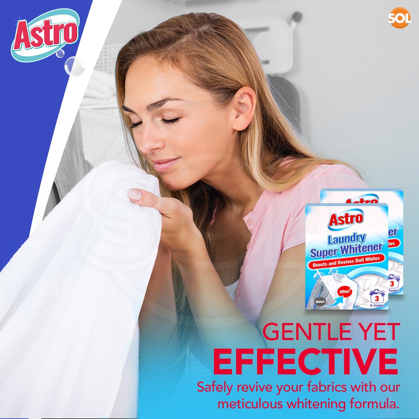 6pk Laundry Super Whitener Oxi White Washing Powder 2 x 3 Sachets All Fabrics