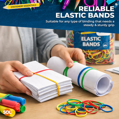 Strong Elastic Rubber Bands | Assorted Colours Home School Office | 800 Pack