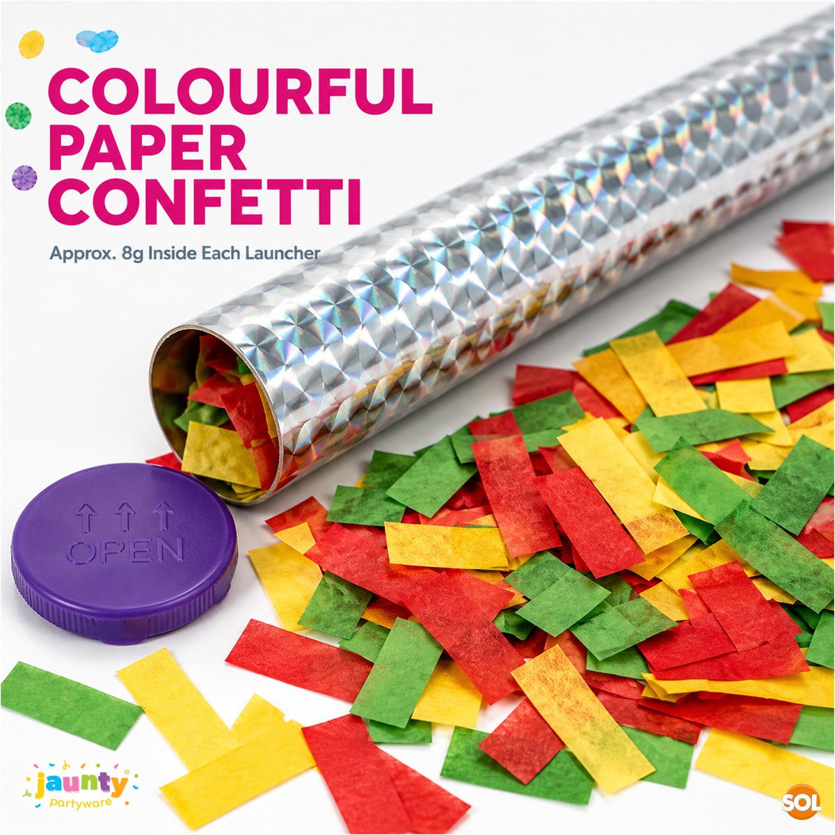 14pk Giant Confetti Tubes - Biodegradable Confetti Tubes 20cm