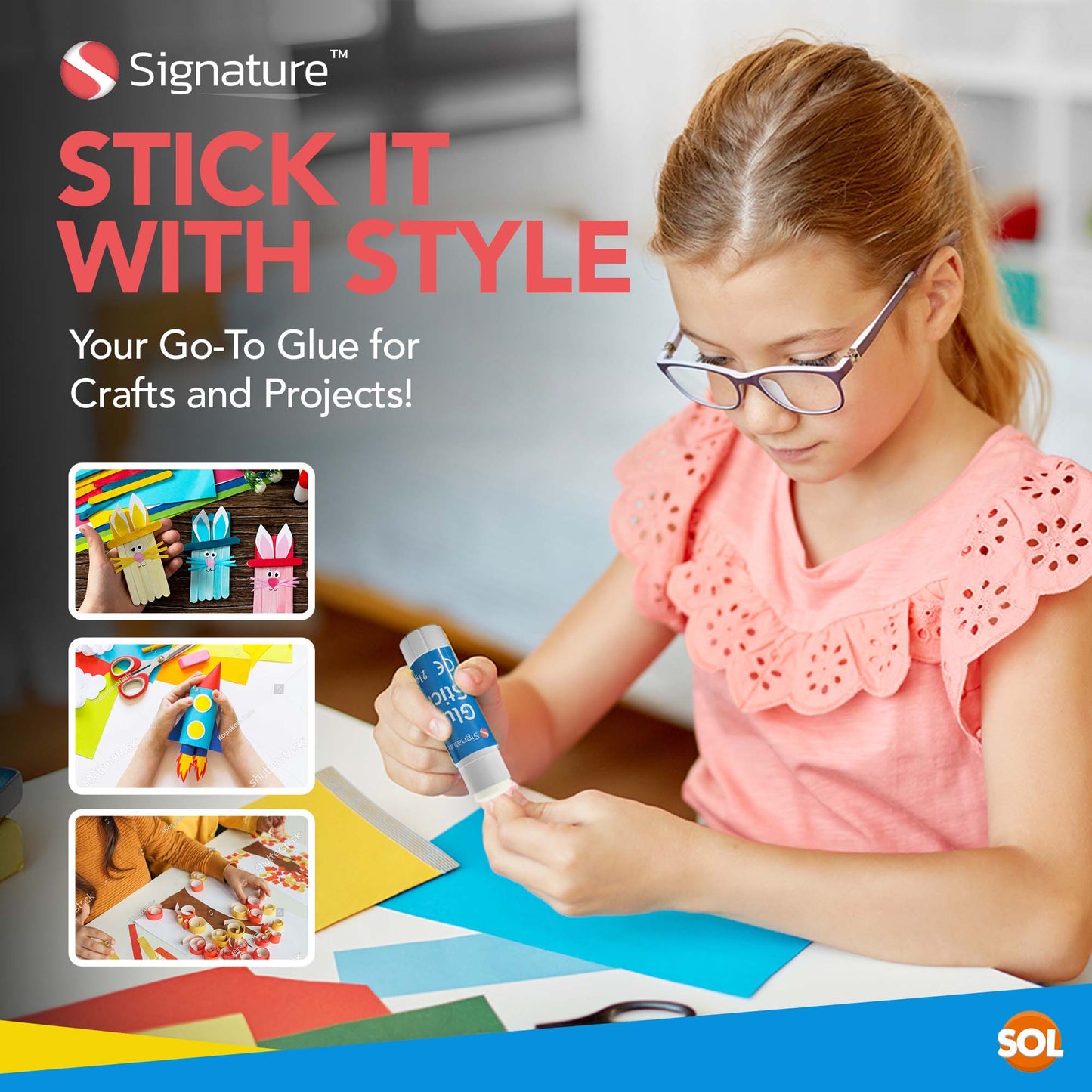 SOL 48pk Glue Sticks Multipack - Large & Mini Sizes for School & Crafts, Non-Toxic Kids Glue, Quick-Dry Adhesive for Paper, Card & Projects, Strong Bond for Detailed & Big Crafting Tasks, Easy to Use