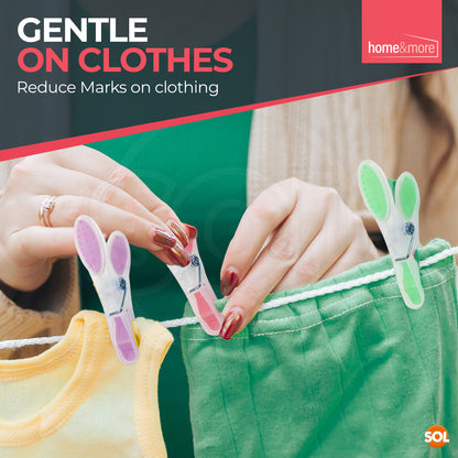 360 Pack Soft Grip Clothes Pegs | 12 x 30pk Plastic Washing Line Pegs | Strong Laundry Pegs with Non-Marking Grip | Heavy Duty Clothes Line Pegs in Red, Lavender & Green | Durable Rust-Resistant Outdoor Pegs