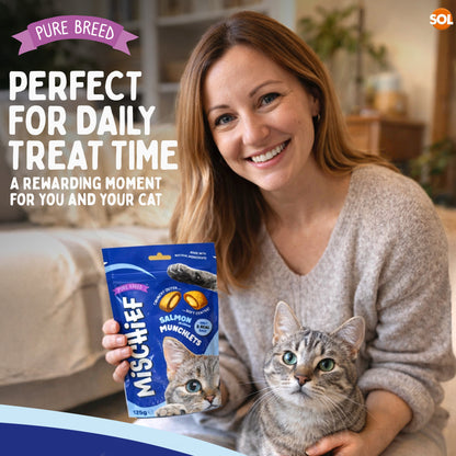 6-12pk Cat Pillow Chews Salmon Crunchy Cat Treats 125g Training Bulk Snack