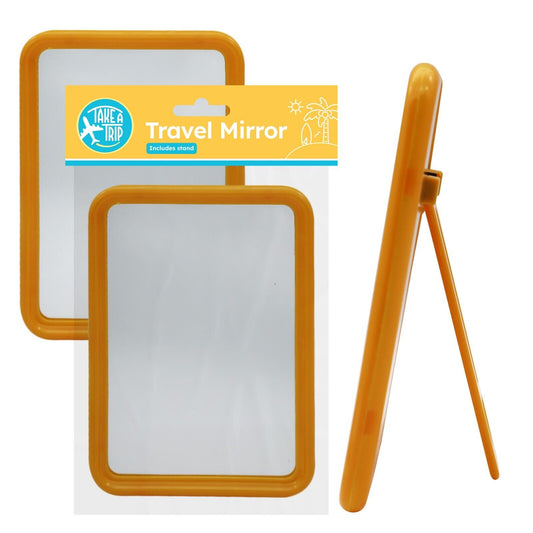 1-2pk Plastic Travel Mirror with Stand Cosmetic Make Up Vanity Shaving Portable