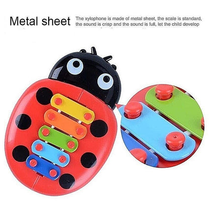 Kids Beetle Xylophone Toy Baby Childs Musical Development Instruments 5-Note Red