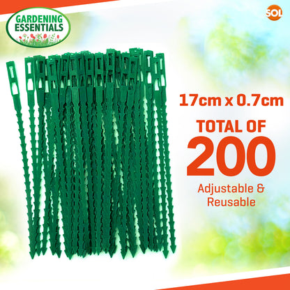 200 Green Garden Twist Ties Flexible Adjustable Plastic Plant Wire Support Cable