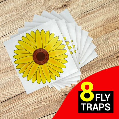 8pk Fly Trap Window Stickers Sticky Sunflower Insect Bug Flies Killer Catcher