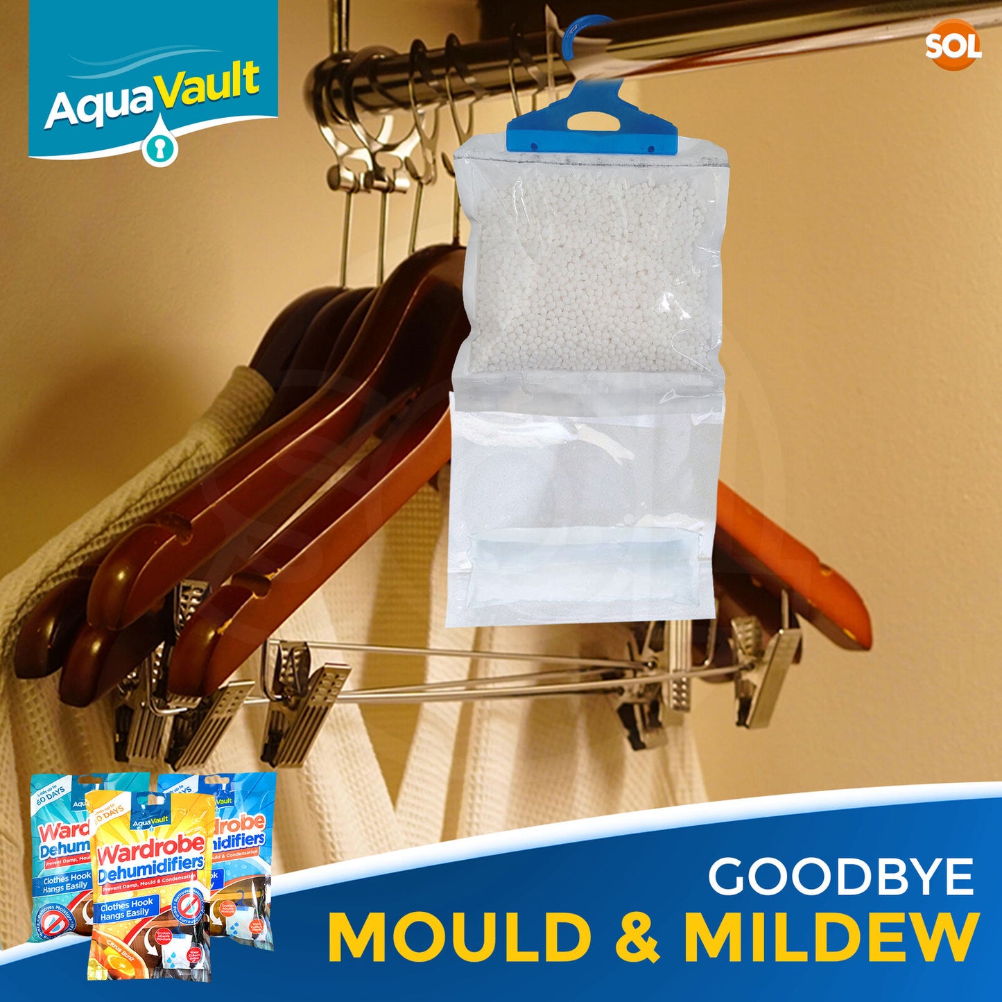 1-48 Hanging Wardrobe Dehumidifier Bags Damp Mould Moisture Mildew Condensation
