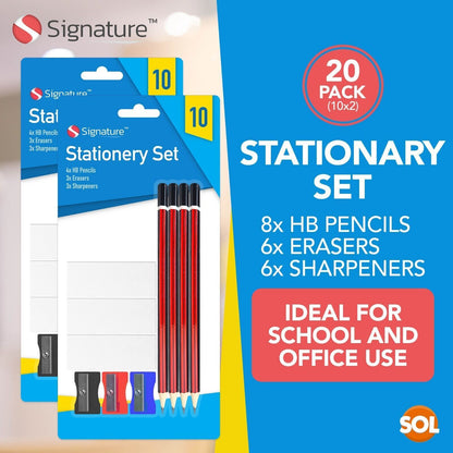 10-20pk School Stationery Set for Kids Stationary Pencil Sharpener Eraser Rubber