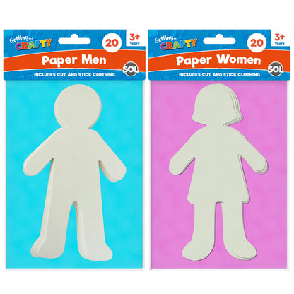 40 Paper People Cut Outs for Kids Arts and Crafts 20 Boy 20 Girl Cut Out Clothes