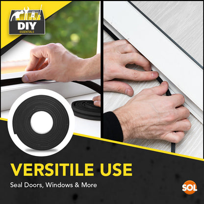 Foam Weather Strip Draught Excluder 4m | Door Window Seal Tape | 2 Pack