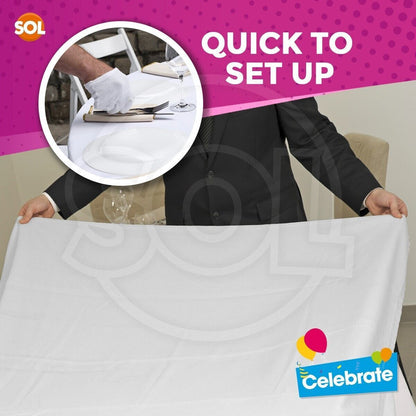 2 White Paper Rectangular Strong Table Cloth Covers Wipe Clean Party Tablecloths