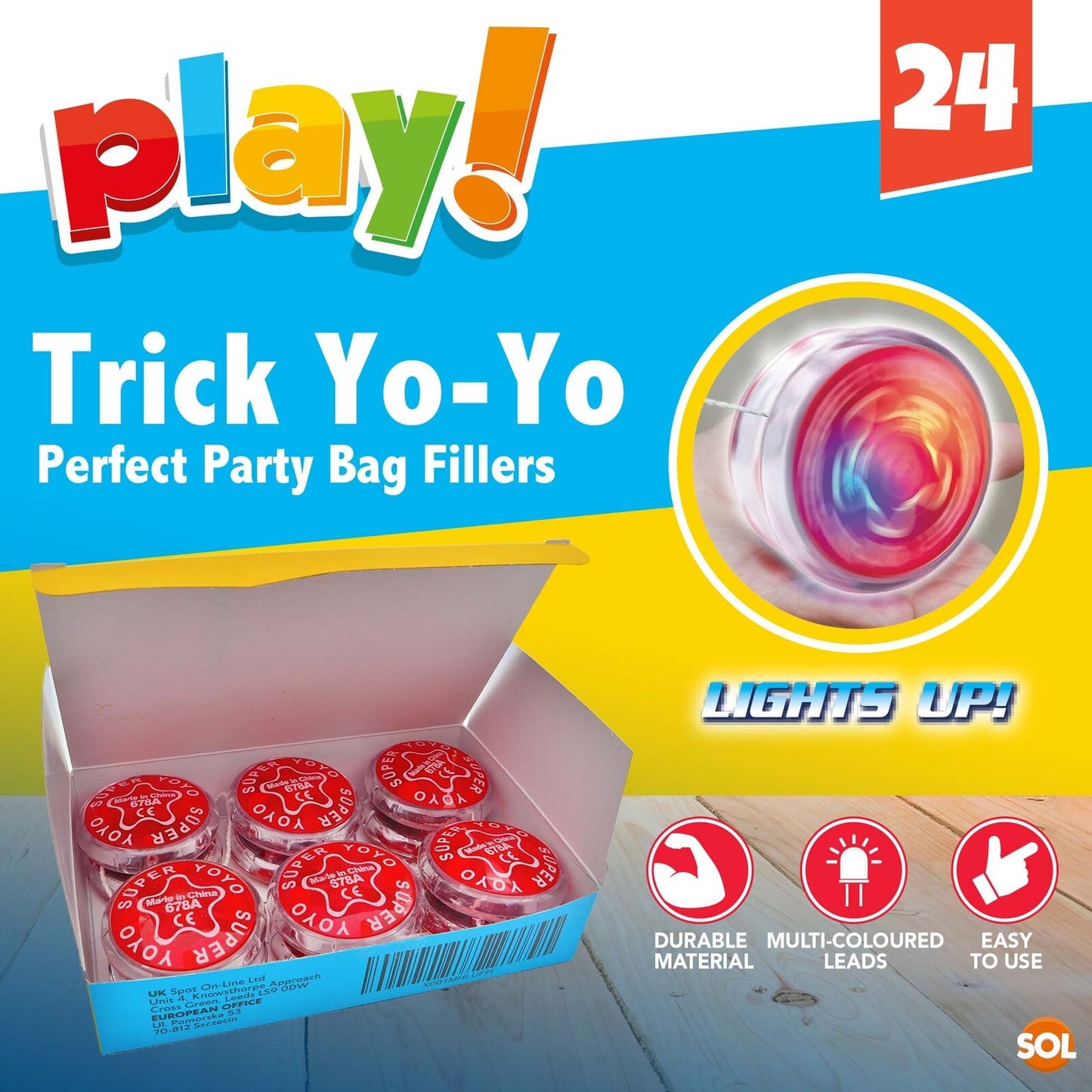 6-24pk Professional YoYo Light Up Kids Toy Pro Stunt Trick Flashing Clutch Yo Yo