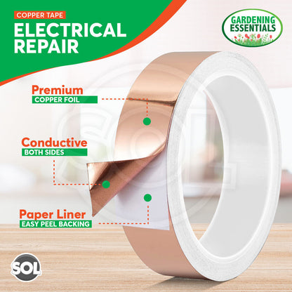 25M Copper Tape 20mm Self Adhesive Foil EMI Shielding Slug Conductive Repellent