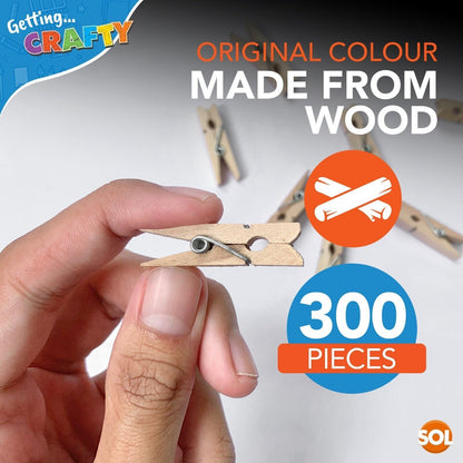 300 Mini Wooden Pegs Craft 25mm Hanging Wedding Photo Small Craft Clothes Clips