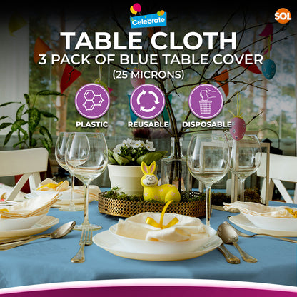 3-6 Plastic Table Covers Round 1.4M Tablecloth Disposable Wipe Clean Party Cloth