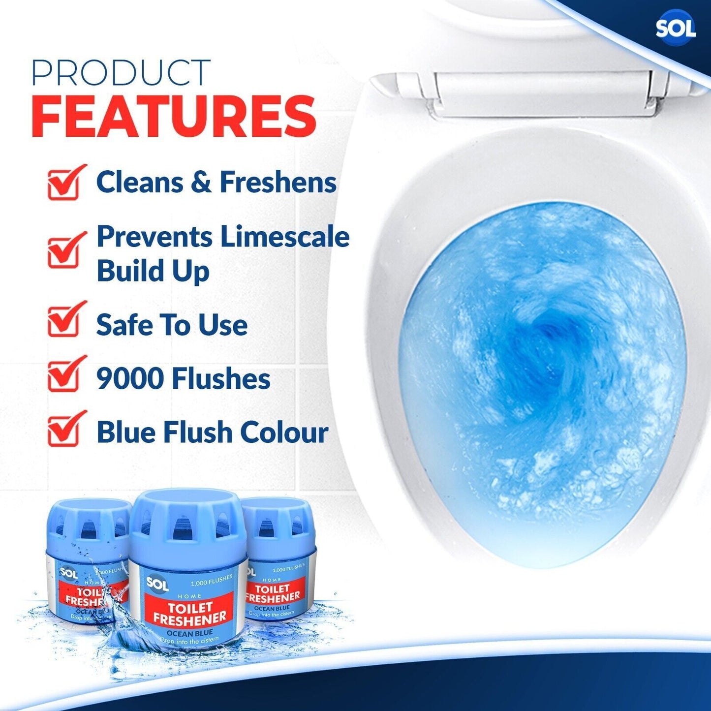 Toilet Bowl Freshener | Blue Cistern Block Cleaner | 6 Pack