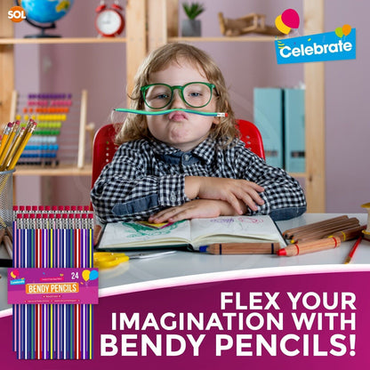 24-48 Soft Flexible Bendy Pencils with Erasers | Magic Bend Kids Children School
