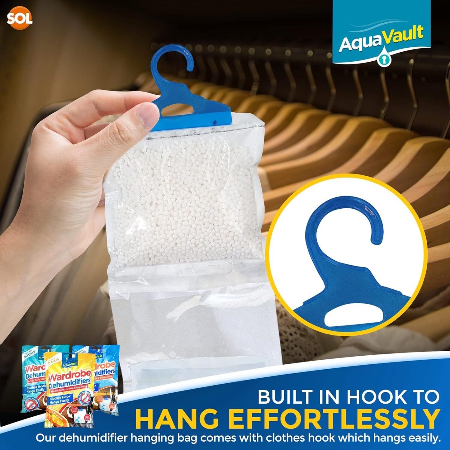 1-48 Hanging Wardrobe Dehumidifier Bags Damp Mould Moisture Mildew Condensation
