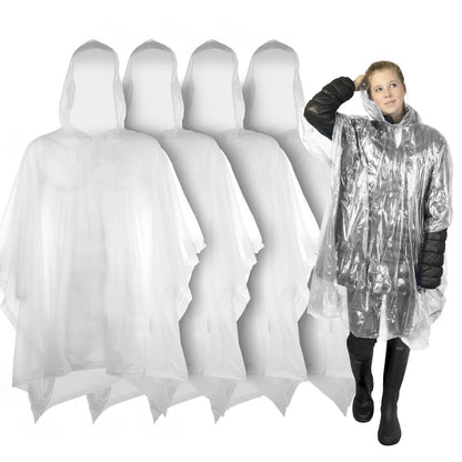 2-8 Waterproof Rain Poncho | Adult Disposable Emergency Camping Hiking Festival