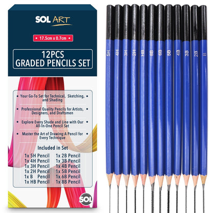 12-24 Graded Art Sketching Drawing Pencils Set for Artists 7 Soft 4 Hard Shades