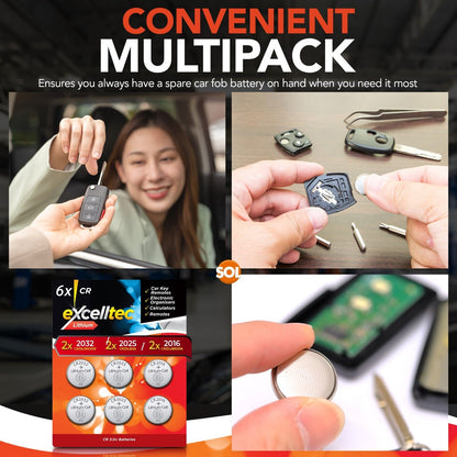 6PK Car Key Fob Battery CR2032 CR2025 CR2016 Batteries For Mercedes Audi Remote