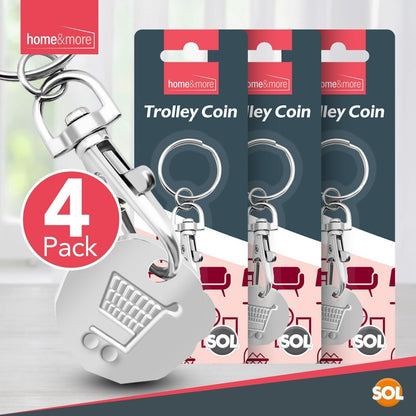 4pk One Pound Coin Trolley Token Keyrings for Trolleys and Lockers