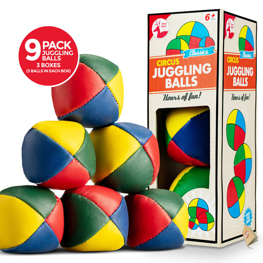 9 Juggling Balls Professional Pro Learn to Juggle Coloured Set Circus Clown Toy