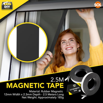 2.5M Magnetic Tape Self Adhesive | Flexible Magnet Strips 12mm x 2mm Anisotropic