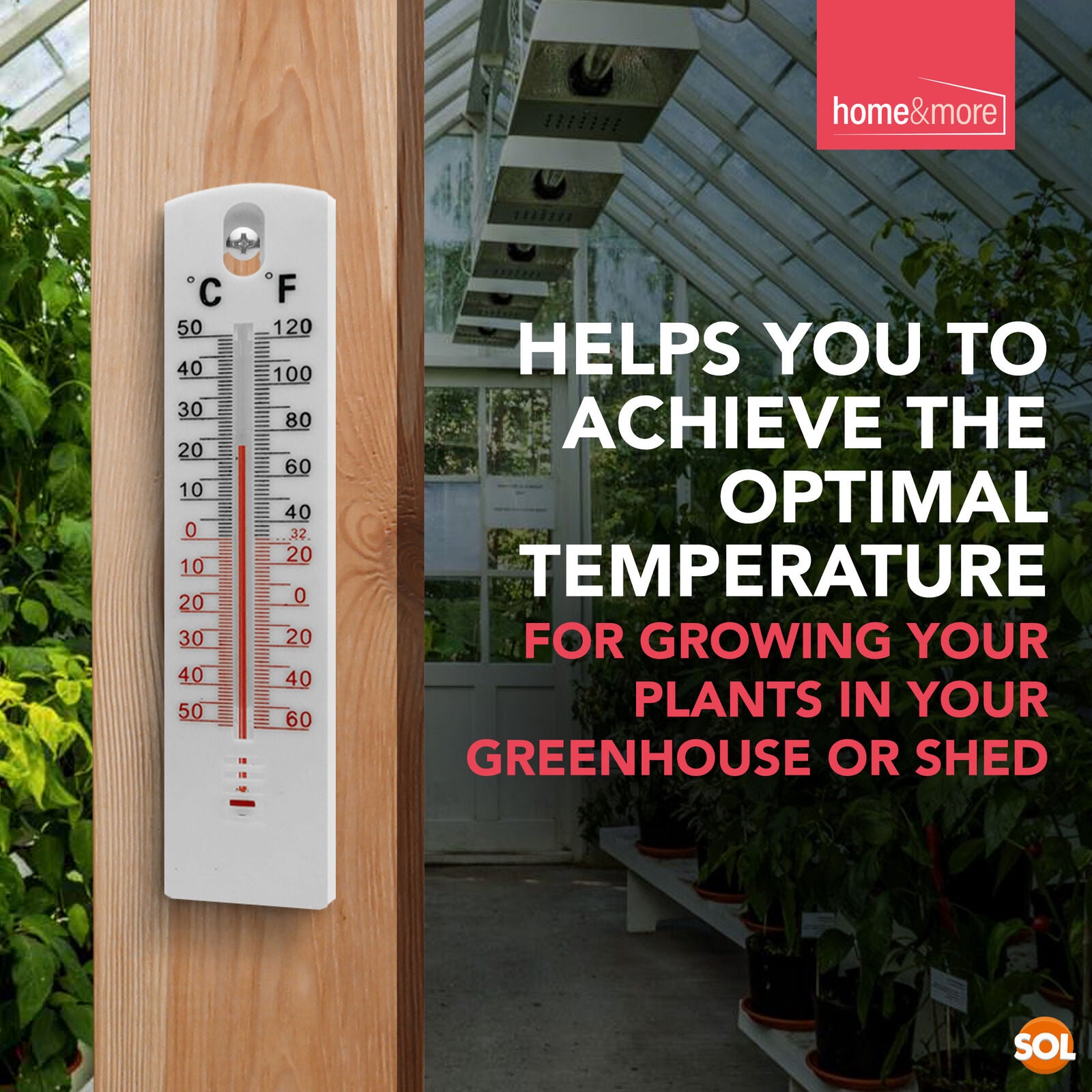 2 WALL THERMOMETER Indoor Outdoor Home Room Office Garden Greenhouse Temperature