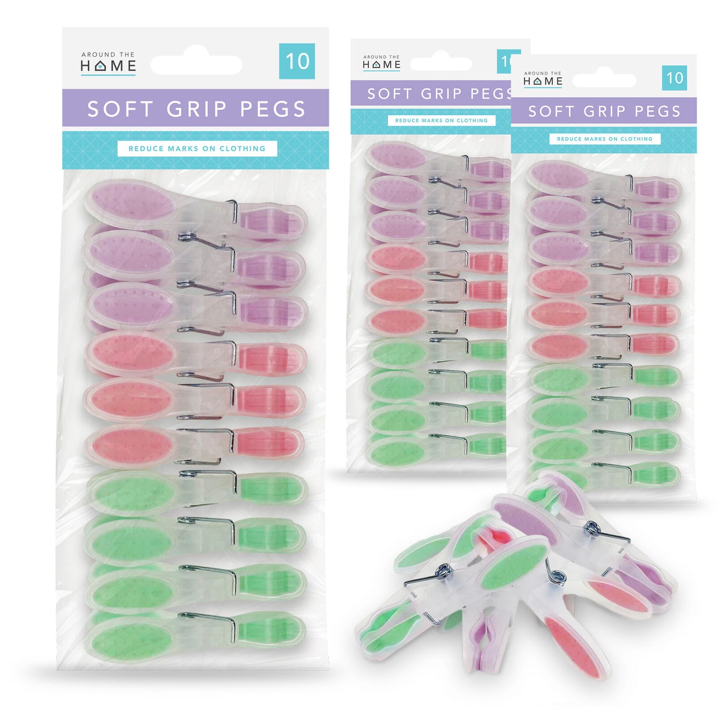30 Pack Soft Grip Clothes Pegs Strong Plastic Laundry Rubber Clips Washing Line