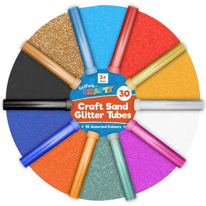 30-60 Decorative Coloured Craft Sand Assorted Colours Glitter Shaker Pots Tubes