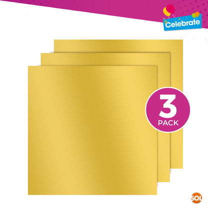 3 Gold Plastic Table Covers Square Tablecloth Disposable Wipe Clean Party Cloth