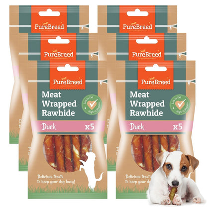 Dog Chews Treats Wrapped in Duck Meat Rawhide Twists Sticks  Healthy Food Snacks