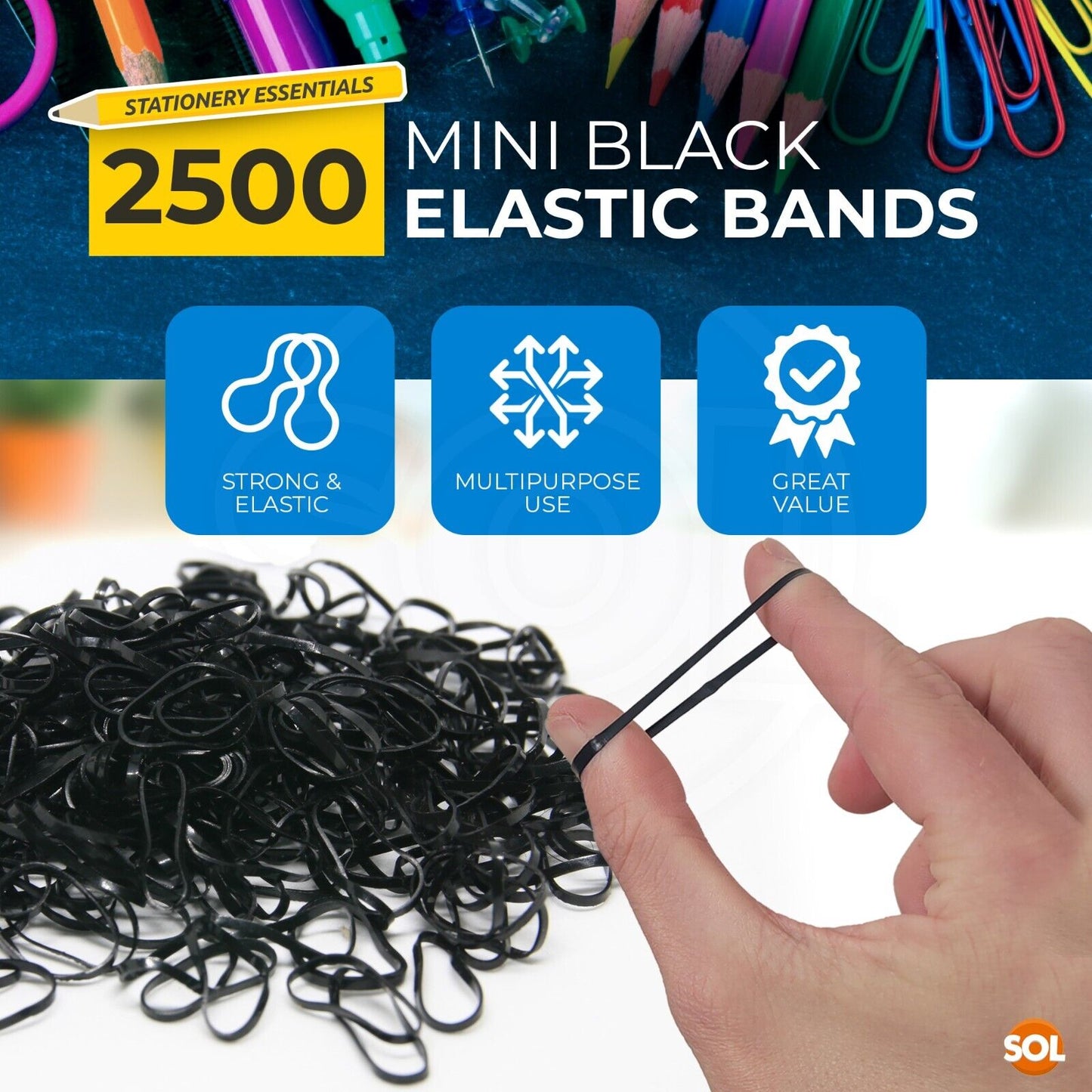 Mini Black Hair Elastics Rubber Bands Braids Plaits | 2500 Pack