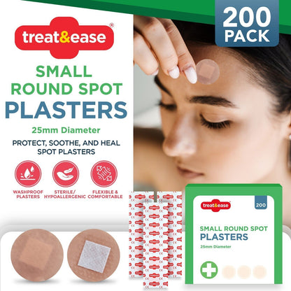 400-600pk Round Spot Plasters 2.5cm | Small Sterile Washproof First Aid Wound