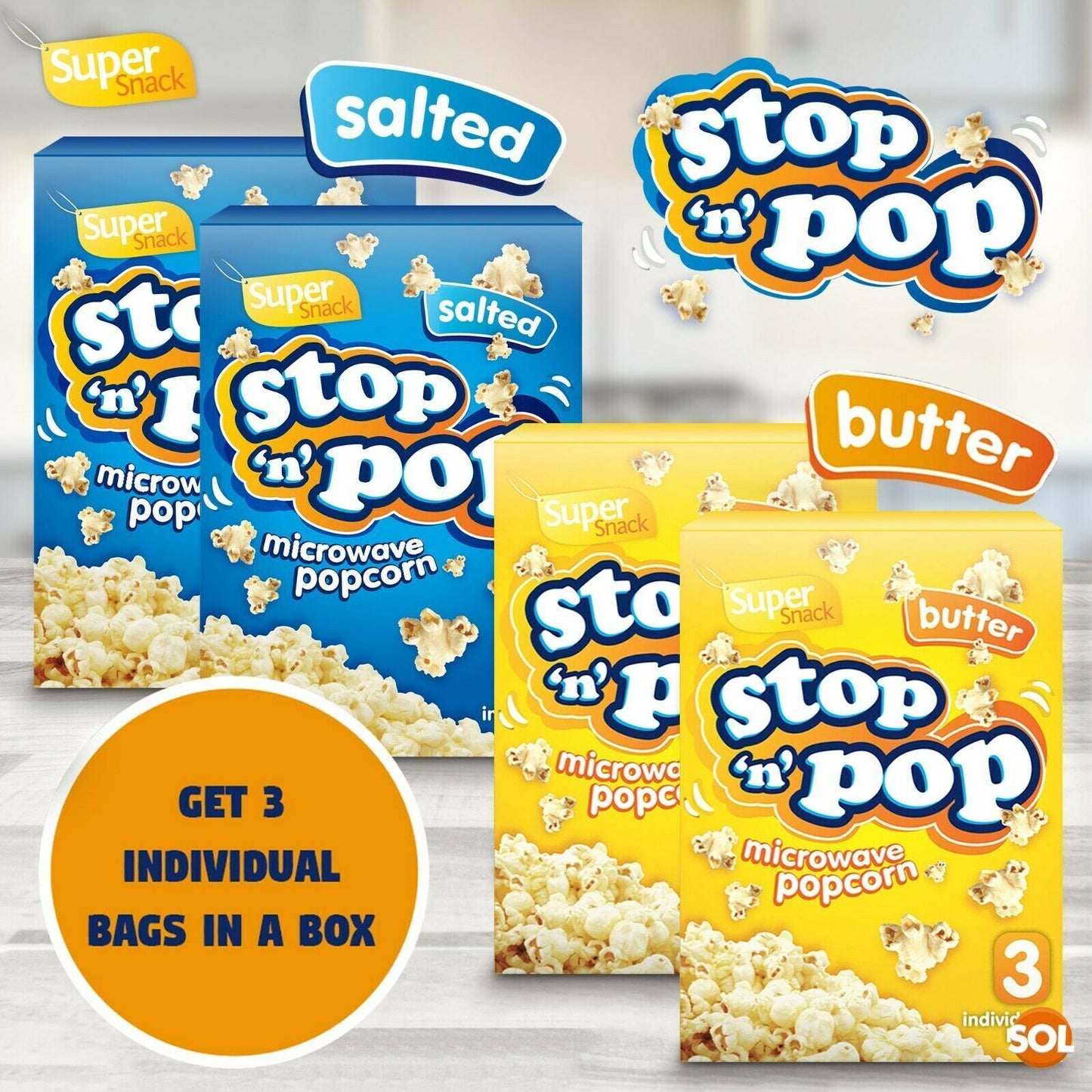 12 x 85g Microwave Popcorn | Butter & Salted Flavour Movie Cinema Theatre Party