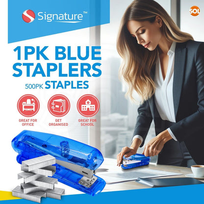Stapler and Staples 500pk For Desktop Set Office Desk School Home Stationery