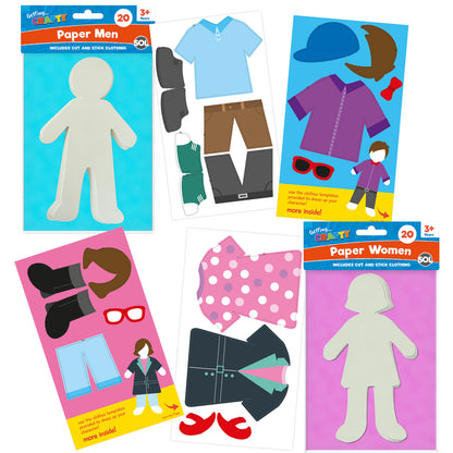 40 Paper People Cut Outs for Kids Arts and Crafts 20 Boy 20 Girl Cut Out Clothes