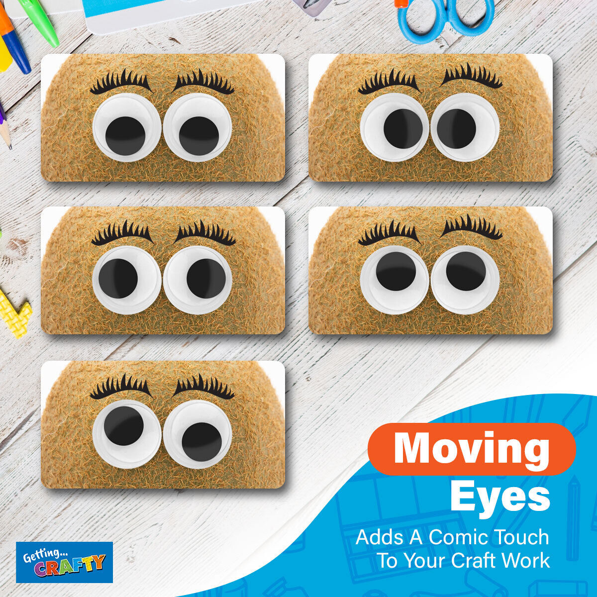 200-1200 Self Adhesive Googly Eyes Stick On Sticky Wobbly Wiggly Craft