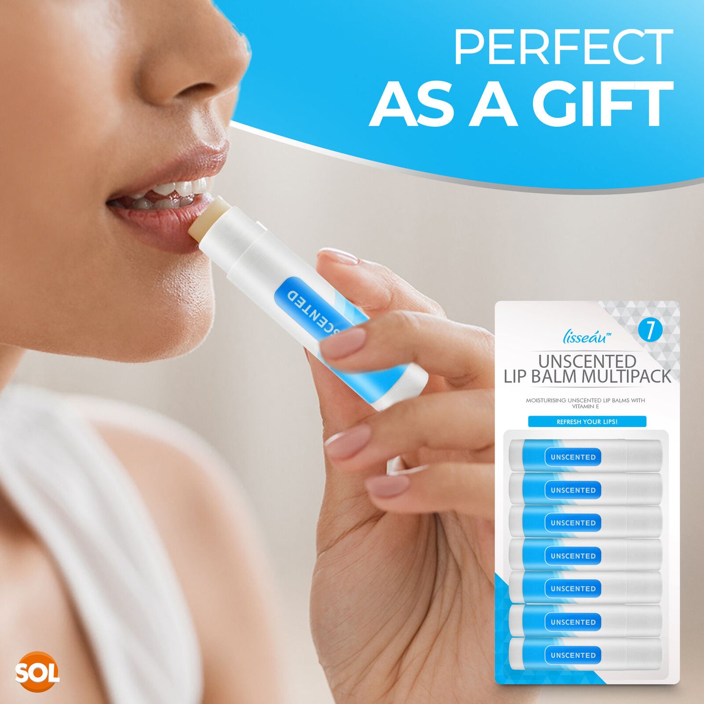 7-14 Unscented Lip Balm Set Multi Pack Stick Moisturising Vitamin E for Dry Lips