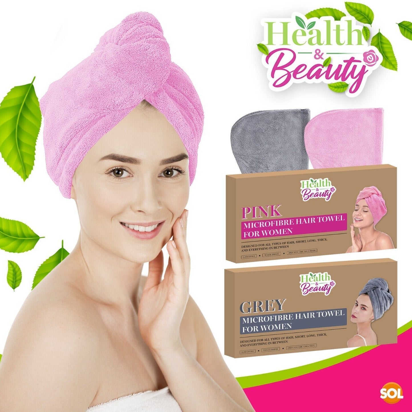 2-4 Hair Turban Towel Microfibre Head Wrap Quick Dry Drying Bath Shower Hat Cap