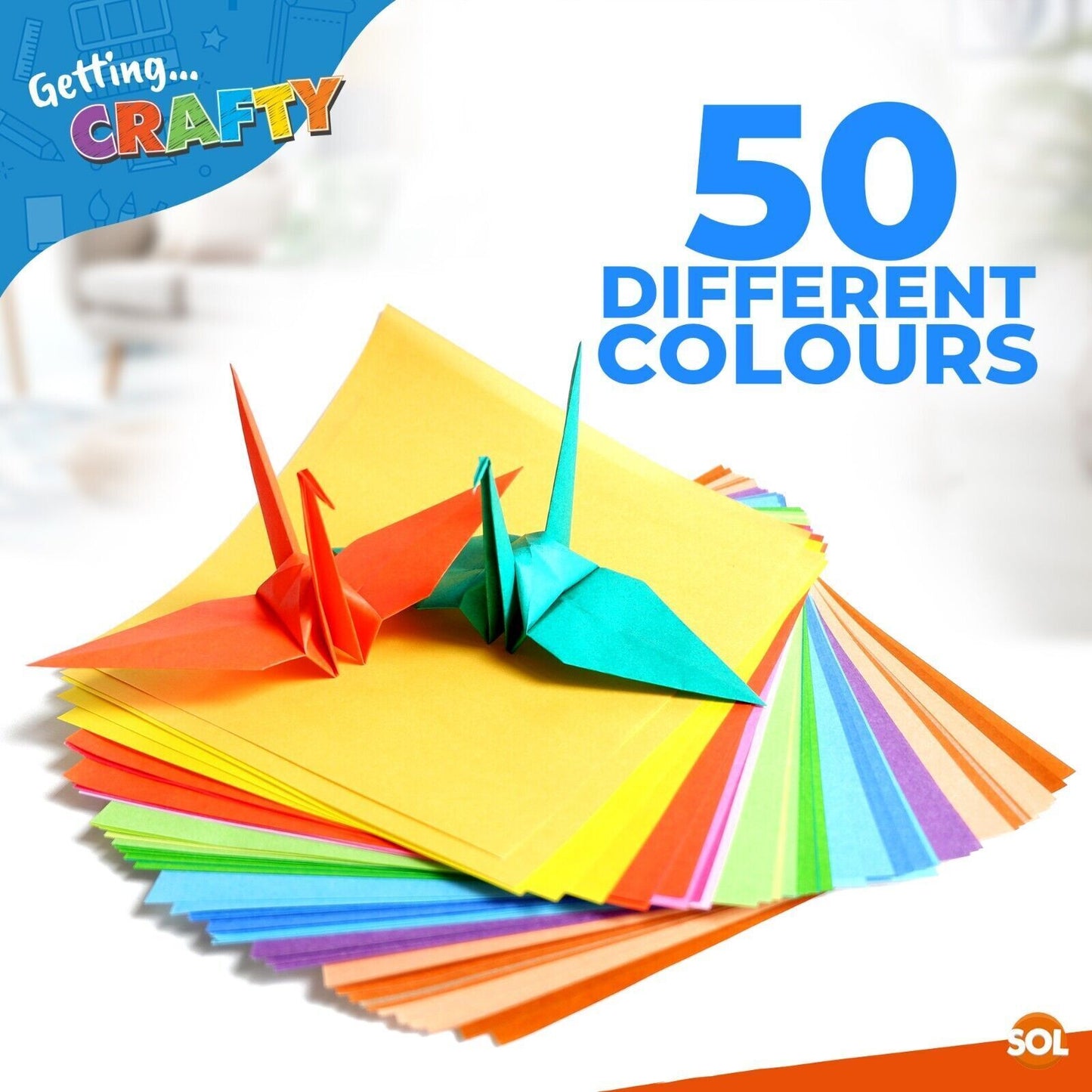 100-150pk Origami Paper Square 20cm Large Folding Single Sided Sheets 50 Colours