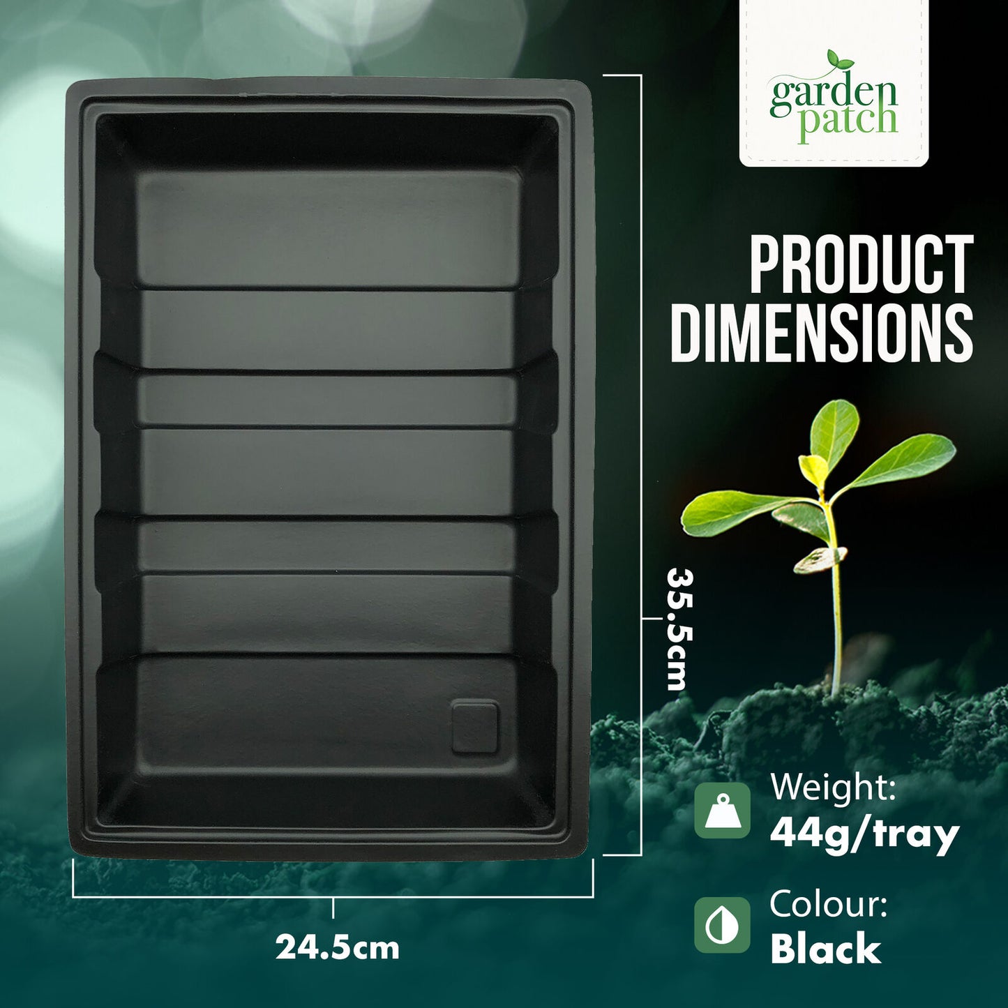10pk Full Size Large Plastic Garden Trays Black No Holes Seed Plant Flower Grow